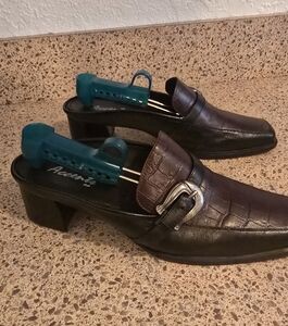 Womens 8M Black & Brown Mules Comfortable Clogs Shoes